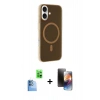 MARSİLYAN™- iPhone 16 Kılıf Çekirdek Modern Prime - Siyah 3D Antistatik Mat Seramik Nano Ekran Koruyucu + Raze Metal Kamera Lens - LT