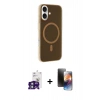 MARSİLYAN™- iPhone 16 Kılıf Çekirdek Modern Prime - Siyah 3D Antistatik Mat Seramik Nano Ekran Koruyucu + Bilvis Titan Kamera Lens - YL
