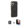 MARSİLYAN™- iPhone 16 Kılıf Çekirdek Modern Prime - Siyah 3D Antistatik Mat Seramik Nano Ekran Koruyucu + PVD Metal Kamera Lens - MI