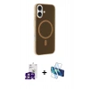 MARSİLYAN™- iPhone 16 Kılıf Çekirdek Modern Prime - Siyah 3D Antistatik Seramik Nano Ekran Koruyucu + Bilvis Titan Kamera Lens - PE