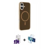 MARSİLYAN™- iPhone 16 Kılıf Çekirdek Modern Prime - Siyah 3D Antistatik Seramik Nano Ekran Koruyucu + Bilvis Titan Kamera Lens - GS