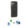 MARSİLYAN™- iPhone 16 Kılıf Çekirdek Modern Prime - Siyah 3D Antistatik Seramik Nano Ekran Koruyucu + Raze Metal Kamera Lens - LT