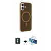 MARSİLYAN™- iPhone 16 Kılıf Çekirdek Modern Prime - Siyah 3D Antistatik Seramik Nano Ekran Koruyucu + PVD Metal Kamera Lens - YL
