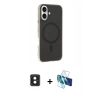 MARSİLYAN™- iPhone 16 Kılıf Çekirdek Modern Prime - Siyah 3D Antistatik Seramik Nano Ekran Koruyucu + PVD Metal Kamera Lens - PE