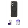 MARSİLYAN™- iPhone 16 Kılıf Çekirdek Modern Prime - Siyah Bilvis 5in1 3D Magic Cam Ekran Koruyucu + Bilvis Titan Kamera Lens - SH