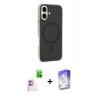 MARSİLYAN™- iPhone 16 Kılıf Çekirdek Modern Prime - Siyah Bilvis 5in1 3D Magic Cam Ekran Koruyucu + Raze Metal Kamera Lens - PE