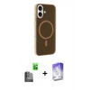 MARSİLYAN™- iPhone 16 Kılıf Çekirdek Modern Prime - Siyah Bilvis 5in1 3D Magic Cam Ekran Koruyucu + Siyah Raze Metal Kamera Lens
