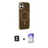 MARSİLYAN™- iPhone 16 Kılıf Çekirdek Modern Prime - Siyah Bilvis 5in1 3D Magic Cam Ekran Koruyucu + PVD Metal Kamera Lens - YL
