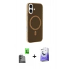 MARSİLYAN™- iPhone 16 Kılıf Çekirdek Modern Prime - Siyah Bilvis 5in1 5D Magic Hayalet Cam Ekran Koruyucu + Raze Metal Kamera Lens - SH
