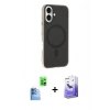 MARSİLYAN™- iPhone 16 Kılıf Çekirdek Modern Prime - Siyah Bilvis 5in1 5D Magic Hayalet Cam Ekran Koruyucu + Raze Metal Kamera Lens - LT