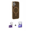 MARSİLYAN™- iPhone 16 Kılıf Çekirdek Modern Prime - Siyah Bilvis 5in1 5D Magic Hayalet Cam Ekran Koruyucu + Bilvis Titan Kamera Lens - GS
