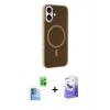 MARSİLYAN™- iPhone 16 Kılıf Çekirdek Modern Prime - Siyah Bilvis 5in1 5D Magic Hayalet Cam Ekran Koruyucu + Raze Metal Kamera Lens - LT