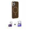 MARSİLYAN™- iPhone 16 Kılıf Çekirdek Modern Prime - Siyah Bilvis 5in1 5D Magic Hayalet Cam Ekran Koruyucu + Bilvis Titan Kamera Lens - PE