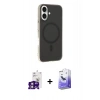 MARSİLYAN™- iPhone 16 Kılıf Çekirdek Modern Prime - Siyah Bilvis 5in1 5D Magic Hayalet Cam Ekran Koruyucu + Bilvis Titan Kamera Lens - PE