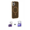 MARSİLYAN™- iPhone 16 Kılıf Çekirdek Modern Prime - Siyah Bilvis 5in1 5D Magic Hayalet Cam Ekran Koruyucu + Bilvis Titan Kamera Lens - SH