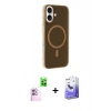 MARSİLYAN™- iPhone 16 Kılıf Çekirdek Modern Prime - Siyah Bilvis 5in1 5D Magic Hayalet Cam Ekran Koruyucu + Raze Metal Kamera Lens - PE