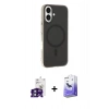 MARSİLYAN™- iPhone 16 Kılıf Çekirdek Modern Prime - Siyah Bilvis 5in1 5D Magic Hayalet Cam Ekran Koruyucu + Yeşil Bilvis Titan Kamera Lens