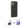 MARSİLYAN™- iPhone 16 Kılıf Çekirdek Modern Prime - Siyah Bilvis 5in1 5D Magic Hayalet Cam Ekran Koruyucu + Bilvis Titan Kamera Lens - SH
