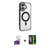 MARSİLYAN™- iPhone 16 Kılıf Doruk Doku Özel Seri - Şeffaf 360 Full Body Arka Koruyucu + Bilvis Titan Kamera Lens - PE