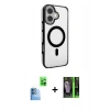 MARSİLYAN™- iPhone 16 Kılıf Doruk Doku Özel Seri - Şeffaf 360 Full Body Arka Koruyucu + Raze Metal Kamera Lens - LT
