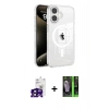 MARSİLYAN™- iPhone 16 Kılıf Doruk Doku Özel Seri - Şeffaf 360 Full Body Arka Koruyucu + Bilvis Titan Kamera Lens - SH