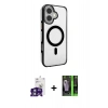 MARSİLYAN™- iPhone 16 Kılıf Doruk Doku Özel Seri - Şeffaf 360 Full Body Arka Koruyucu + Bilvis Titan Kamera Lens - YL