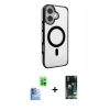 MARSİLYAN™- iPhone 16 Kılıf Doruk Doku Özel Seri - Siyah 360 Mat Full Body Arka Koruyucu + Raze Metal Kamera Lens - LT