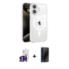 MARSİLYAN™- iPhone 16 Kılıf Doruk Doku Özel Seri - Siyah 3D Antistatik Hayalet Cam Ekran Koruyucu + Bilvis Titan Kamera Lens - YL