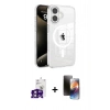 MARSİLYAN™- iPhone 16 Kılıf Doruk Doku Özel Seri - Siyah 3D Antistatik Mat Seramik Nano Ekran Koruyucu + Bilvis Titan Kamera Lens - PE