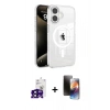 MARSİLYAN™- iPhone 16 Kılıf Doruk Doku Özel Seri - Siyah 3D Antistatik Mat Seramik Nano Ekran Koruyucu + Bilvis Titan Kamera Lens - SH