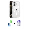 MARSİLYAN™- iPhone 16 Kılıf Doruk Doku Özel Seri - Siyah Bilvis 5in1 3D Magic Cam Ekran Koruyucu + Raze Metal Kamera Lens - LT