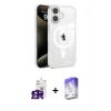 MARSİLYAN™- iPhone 16 Kılıf Doruk Doku Özel Seri - Siyah Bilvis 5in1 3D Magic Cam Ekran Koruyucu + Bilvis Titan Kamera Lens - PE