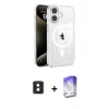 MARSİLYAN™- iPhone 16 Kılıf Doruk Doku Özel Seri - Siyah Bilvis 5in1 3D Magic Cam Ekran Koruyucu + PVD Metal Kamera Lens - PE