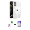 MARSİLYAN™- iPhone 16 Kılıf Doruk Doku Özel Seri - Siyah Bilvis 5in1 3D Magic Cam Ekran Koruyucu + Raze Metal Kamera Lens - PE