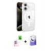 MARSİLYAN™- iPhone 16 Kılıf Doruk Doku Özel Seri - Siyah Bilvis 5in1 5D Magic Hayalet Cam Ekran Koruyucu + Raze Metal Kamera Lens - PE