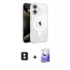MARSİLYAN™- iPhone 16 Kılıf Doruk Doku Özel Seri - Siyah Bilvis 5in1 5D Magic Hayalet Cam Ekran Koruyucu + PVD Metal Kamera Lens - PE