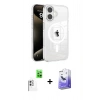 MARSİLYAN™- iPhone 16 Kılıf Doruk Doku Özel Seri - Siyah Bilvis 5in1 5D Magic Hayalet Cam Ekran Koruyucu + Raze Metal Kamera Lens - BZ