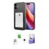 MARSİLYAN™- iPhone 16 Kılıf Doruk Klasik Koleksiyonu - Siyah Bilvis 5in1 5D Magic Hayalet Cam Ekran Koruyucu + Beyaz Raze Metal Kamera Lens