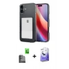 MARSİLYAN™- iPhone 16 Kılıf Doruk Klasik Koleksiyonu - Siyah Bilvis 5in1 5D Magic Hayalet Cam Ekran Koruyucu + Raze Metal Kamera Lens - SH