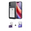 MARSİLYAN™- iPhone 16 Kılıf Doruk Klasik Koleksiyonu - Siyah Bilvis 5in1 5D Magic Hayalet Cam Ekran Koruyucu + Bilvis Titan Kamera Lens - YL