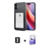 MARSİLYAN™- iPhone 16 Kılıf Doruk Klasik Koleksiyonu - Siyah Bilvis 5in1 5D Magic Hayalet Cam Ekran Koruyucu + PVD Metal Kamera Lens - MI
