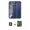MARSİLYAN™- iPhone 16 Kılıf Doruk Klasik Özel Seri - Şeffaf 360 Full Body Arka Koruyucu + PVD Metal Kamera Lens - MI