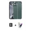 MARSİLYAN™- iPhone 16 Kılıf Doruk Klasik Özel Seri - Şeffaf Pasifik Cam Ekran Koruyucu + PVD Metal Kamera Lens - PE