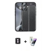MARSİLYAN™- iPhone 16 Kılıf Doruk Klasik Özel Seri - Şeffaf Pasifik Cam Ekran Koruyucu + PVD Metal Kamera Lens - PE