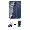 MARSİLYAN™- iPhone 16 Kılıf Doruk Klasik Özel Seri - Siyah 360 Mat Full Body Arka Koruyucu + Bilvis Titan Kamera Lens - SH