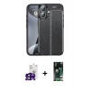 MARSİLYAN™- iPhone 16 Kılıf Doruk Klasik Özel Seri - Siyah 360 Mat Full Body Arka Koruyucu + Bilvis Titan Kamera Lens - SH
