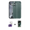 MARSİLYAN™- iPhone 16 Kılıf Doruk Klasik Özel Seri - Siyah 360 Mat Full Body Arka Koruyucu + Bilvis Titan Kamera Lens - SH
