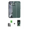 MARSİLYAN™- iPhone 16 Kılıf Doruk Klasik Özel Seri - Siyah 360 Mat Full Body Arka Koruyucu + Raze Metal Kamera Lens - SH