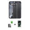 MARSİLYAN™- iPhone 16 Kılıf Doruk Klasik Özel Seri - Siyah 360 Mat Full Body Arka Koruyucu + Raze Metal Kamera Lens - SH