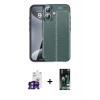 MARSİLYAN™- iPhone 16 Kılıf Doruk Klasik Özel Seri - Siyah 360 Mat Full Body Arka Koruyucu + Bilvis Titan Kamera Lens - YL